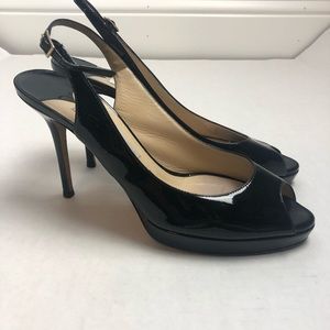 Jimmy Choo Nova Peep Toe Black Slingback Pump 39